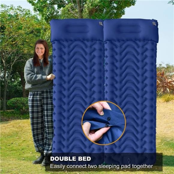 Camping Sleeping Pad,Extra Thickness 3.9Inch Inflatable Sleeping Mat with Pillow - Picture 5 of 7